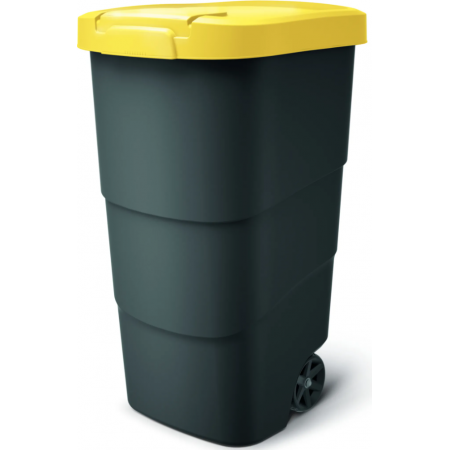 Бак для сміття Prosperplast Wheeler 110 л, антрацит, жовта кришка