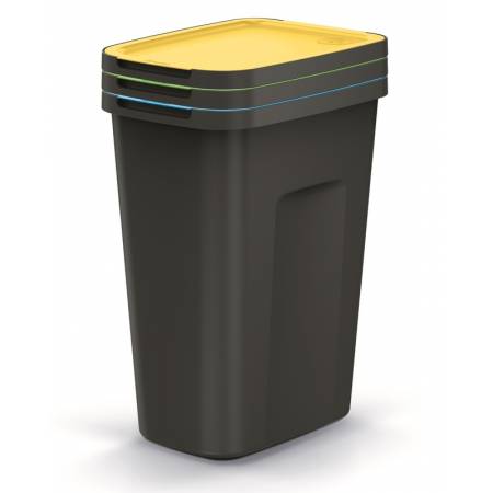 Баки для сортування сміття Keden COMPACTA Q Plus, комплект 3x35 л, чорний, кришка синя, зелена, жовта