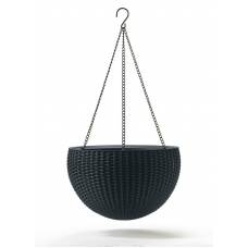 Горщик для рослин Keter Rattan hanging sphere з ланцюжками, антрацит, 8,6 л