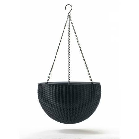 Горщик для рослин Keter Rattan hanging sphere з ланцюжками, антрацит, 8,6 л