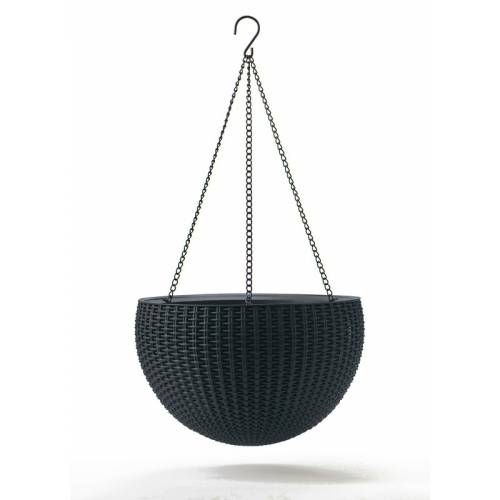 Горщик для рослин Keter Rattan hanging sphere з ланцюжками, антрацит, 8,6 л