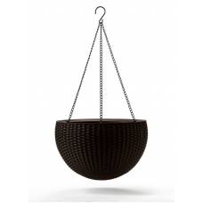 Горщик для рослин Keter Rattan hanging sphere з ланцюжками, темно-коричневий, 8,6 л