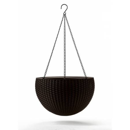 Горщик для рослин Keter Rattan hanging sphere з ланцюжками, темно-коричневий, 8,6 л