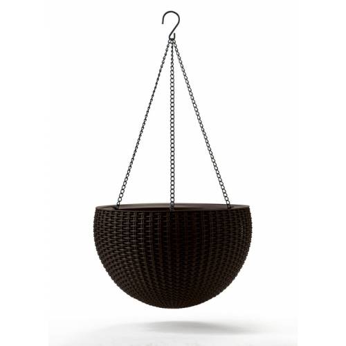 Горщик для рослин Keter Rattan hanging sphere з ланцюжками, темно-коричневий, 8,6 л