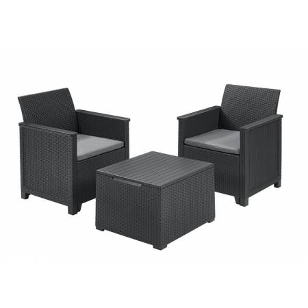 Набір меблів Emma balcony set, стіл-скриня, сірий